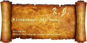 Kirnbauer János névjegykártya